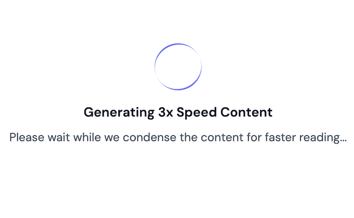 Condensed speed reading view with synced progress